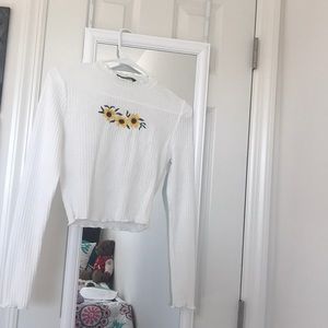 Long sleeve white sunflower shirt
